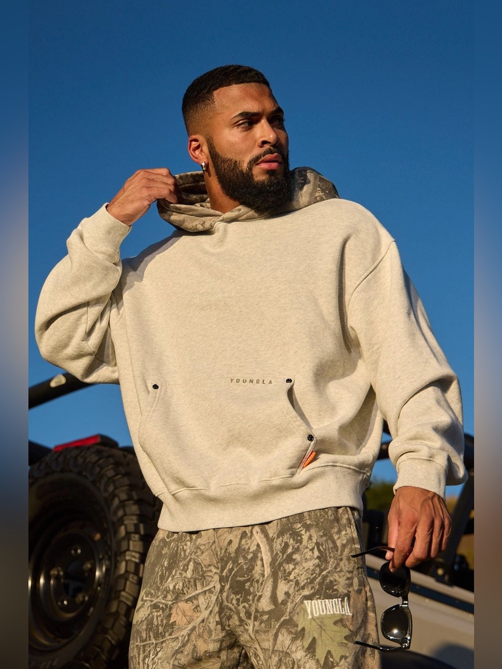 YoungLA Men's 5098 Tree Camo Hoodies Heather Grey Sz XXL Mens
(Jul A-2)